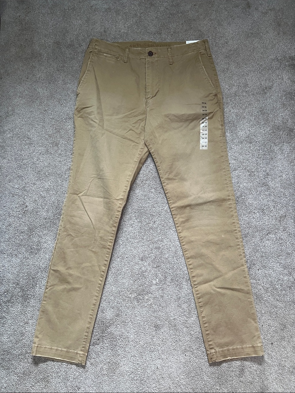 American Eagle Outfitters Tan Flex Lived In Khaki Pants Men’s Size 34X34